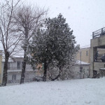 Neve nei pressi dell'ospedale di Fermo - foto da Facebook