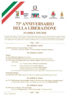 Celebrazioni 25 Aprile 2018 a Fermo e Porto San Giorgio - locandina