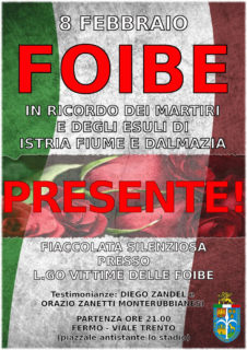 Giornata del Ricordo: a Fermo commemorazione italiani vittime delle Foibe e dell'Esodo - locandina