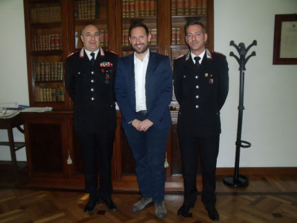 Il Comandante dei Carabinieri Peluso, con Terrenzi e Dell'Avvocato a Sant'Elpidio a Mare