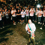 Festa in piazza del Popolo a Fermo dopo l'elezione di Paolo Calcinaro