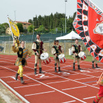 Sbandieratori alla pista di atletica del Montevidoni di Sant'Elpidio a Mare