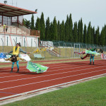Sbandieratori alla pista di atletica del Montevidoni di Sant'Elpidio a Mare