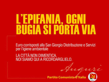 Manifesto del PCdI sui costi della San Giorgio Distribuzione e Servizi