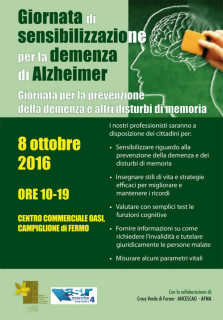 Giornata sensibilizzazione per la demenza da Alzheimer a Fermo - locandina