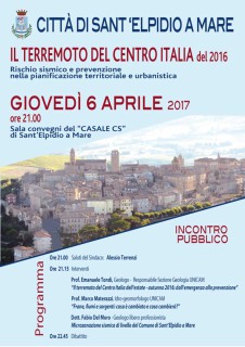 Convegno a Sant'Elpidio a Mare sul terremoto del centro Italia del 2016 - locandina