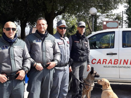 Agenti della Polizia Provinciale e dei Carabinieri Forestali del Nucleo Cinofilo Antiveleno