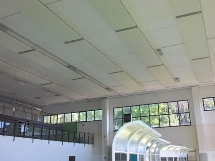 Impianto riscaldamento radiante a soffitto installato in palestra via Leti a Fermo