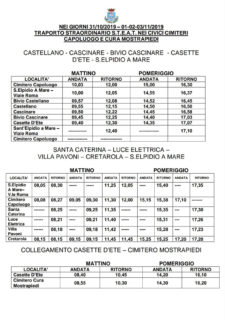 Orario autobus per trasporto gratuito ai cimiteri di Sant'Elpidio a Mare
