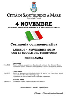 Celebrazioni 4 novembre 2019 a Sant'Elpidio a Mare - locandina