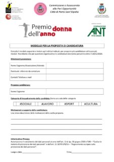 Modello per le candidature al premio per donna dell'anno a Porto Sant'Elpidio