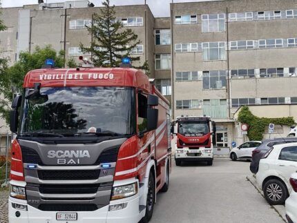 Incendio all'ospedale di Montegranaro